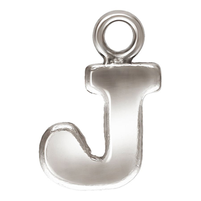 Sterling Silver letter "J" 0.5mm thick 5.3mm x 5.6mm