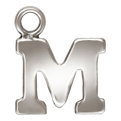 Sterling Silver letter "M" 0.5mm thick 6.6mm x 5.6mm