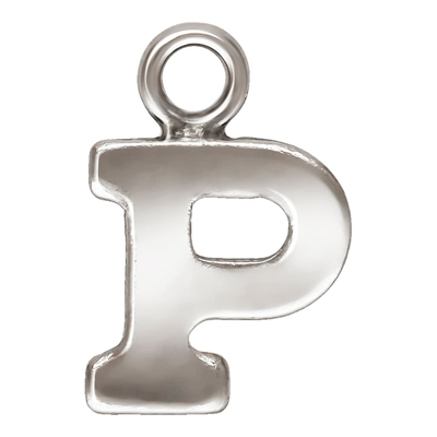 Sterling Silver letter "P" 0.5mm thick 5.3mm x 5.6mm