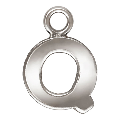 Sterling Silver letter "Q" 0.5mm thick 5.6mm x 5.8mm
