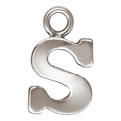 Sterling Silver letter "S" 0.5mm thick 4.9mm x 5.8mm