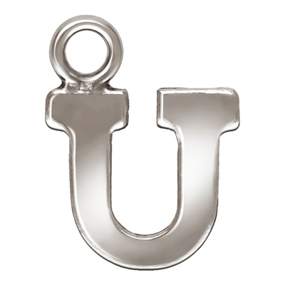 Sterling Silver letter "U" 0.5mm thick 6.1mm x 5.7mm