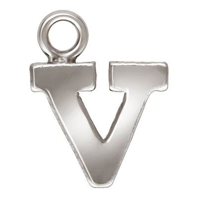 Sterling Silver letter "V" 0.5mm thick 6.2mm x 5.6mm