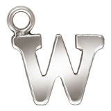 Sterling Silver letter "W" 0.5mm thick 7.8mm x 5.7mm-findings-Beadthemup