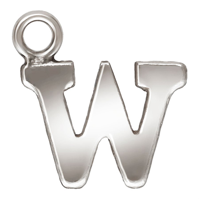 Sterling Silver letter "W" 0.5mm thick 7.8mm x 5.7mm