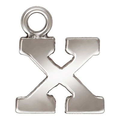Sterling Silver letter "X" 0.5mm thick 6.5mm x 5.7mm