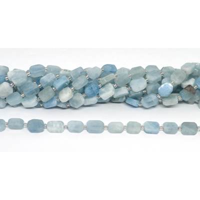 Aquamarine 10x12mm flat rectangle strand 26 beads