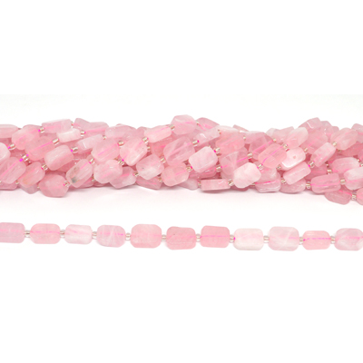 Rose Quartz 10x12mm flat rectangle strand 26 beads