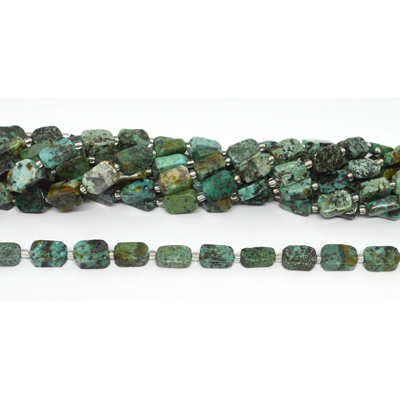 African Turquoise 10x12mm flat rectangle strand 26 beads
