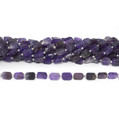 Amethyst 10x12mm flat rectangle strand 26 beads