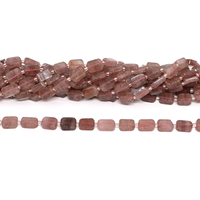 Strawberry Quartz 10x12mm flat rectangle strand 26 beads