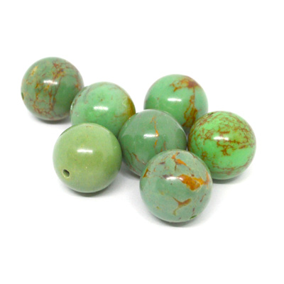 Chinese Turquoise 12mm Polished Green EACH BEAD