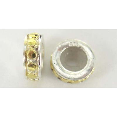 Sterling Silver w/Gold Bead Rondel 8x3mm with p