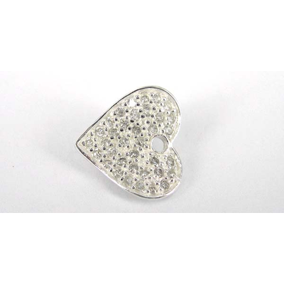 Sterling Silver Pendant Heart CZ 14mm Twist flat