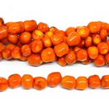 LAST STRAND Orange Coral approx.12mm round nugget 37 beads (approx.)-beads incl pearls-Beadthemup