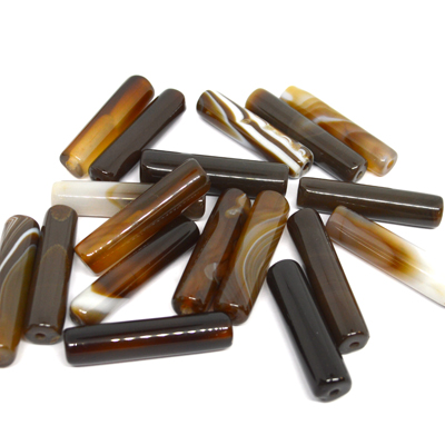 Banded Agate Polished Tube 40mmx9mm EACH BEAD