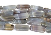 Agate Grey banded 18x40mm Polished Flat round Rct/10-beads incl pearls-Beadthemup