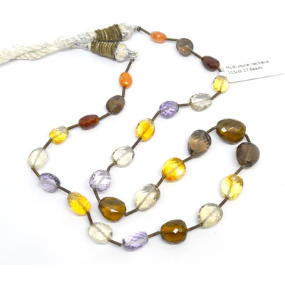 LAST STRAND Multi stone necklace 115cts 27 Beads