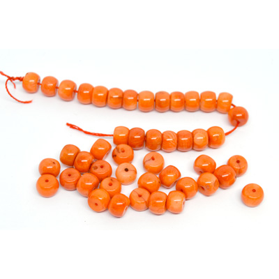 Coral Orange Polished Rondel 5x7mm EACH BEAD
