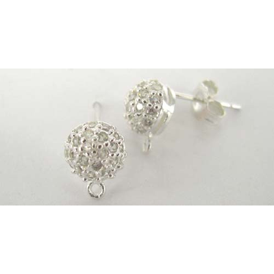 Sterling Silver Stud CZ (multi) 7mm Dome pair