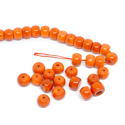 Coral Orange Polished Rondel 7x10mm EACH BEAD
