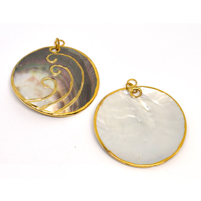 Mother of Pearl Pendant with gold plate design 50mm EACH PIECE