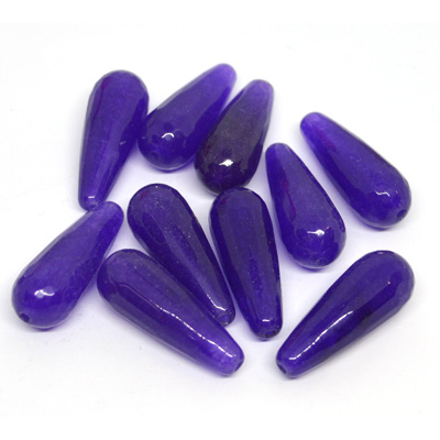 Jade Dyed Faceted Teardrop 28x11mm Purple PAIR each