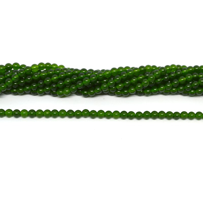 Hetian Green Jade (dyed) polished round 4mm strand 92 beads