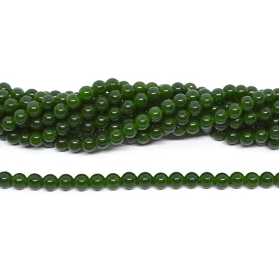 Hetian Green Jade (dyed) polished round 6mm strand 64 beads