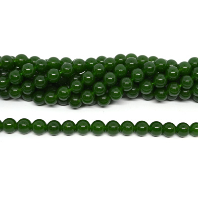 Hetian Green Jade (dyed) polished round 10mm strand 38 beads