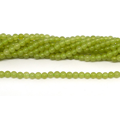 Hetian Green Jade (dyed) polished round 4mm strand 90 beads