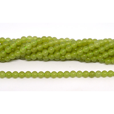 Hetian Green Jade (dyed) polished round 6mm strand 64 beads