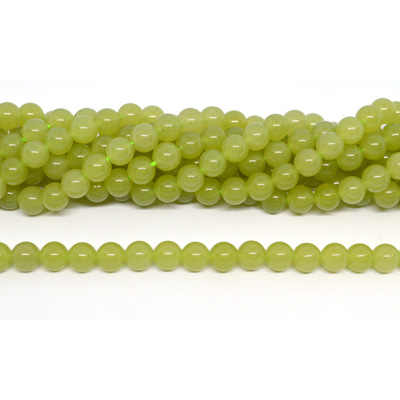 Hetian Green Jade (dyed) polished round 8mm strand 46 beads