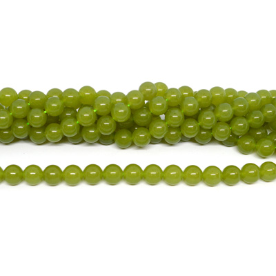 Hetian Green Jade (dyed) polished round 10mm strand 36 beads