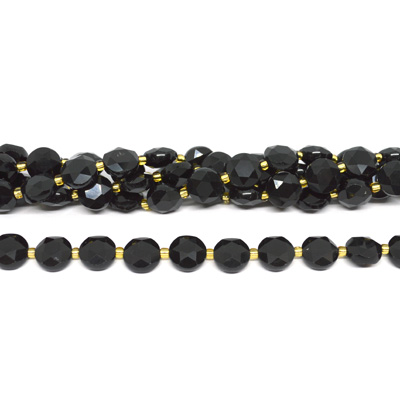 Black Obsidian Faceted Coin 10mm strand 32 beads