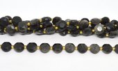Silver Obsidian Faceted Coin 10mm strand 32 beads-beads incl pearls-Beadthemup