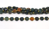 Bloodstone Faceted Coin 10mm strand 32 beads-beads incl pearls-Beadthemup