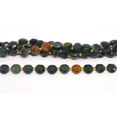 Bloodstone Faceted Coin 10mm strand 32 beads