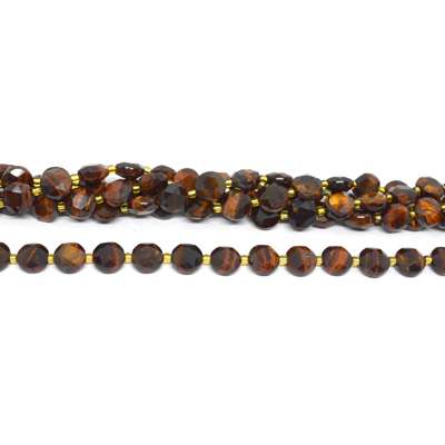 Red Tiger Eye Faceted Coin 10mm strand 32 beads