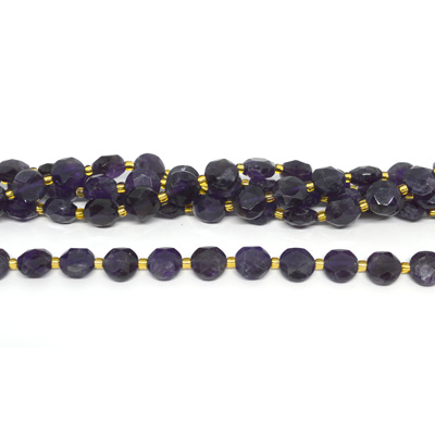 Amethyst Faceted Coin 10mm strand 32 beads