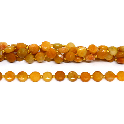 Yellow Adventurine Faceted Coin 10mm strand 32 beads