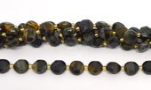Tiger Eye yellow blue Faceted Coin 10mm strand 32 beads-beads incl pearls-Beadthemup