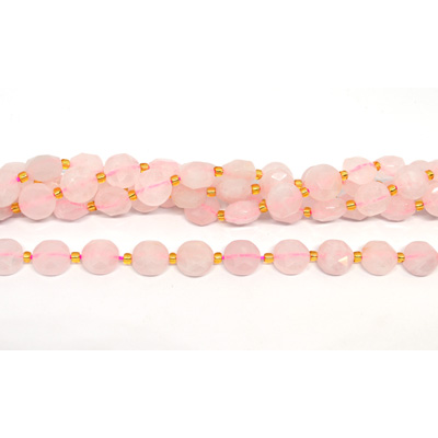 Rose Quartz Faceted Coin 10mm strand 32 beads