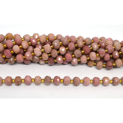 Rhodonite Faceted Rondel 8x6mm strand 45 beads