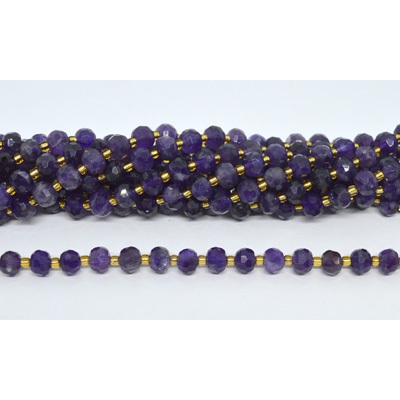 Amethyst Faceted Rondel 8x6mm strand 45 beads