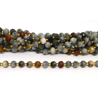 Grey Tiger Eye (Fire Eagle Eye) Rondel 8x6mm strand 45 beads