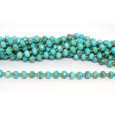 Turquoise (Dyed) Rondel 8x6mm strand 45 beads