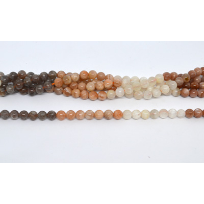 Rainbow Moonstone Polished round 6mm strand 62 beads
