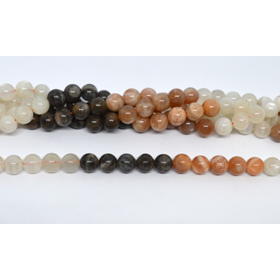 Rainbow Moonstone Polished round 8mm strand 46 beads