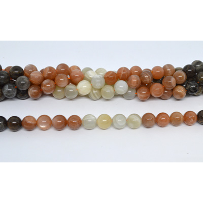 Rainbow Moonstone Polished round 10mm strand 39 beads
